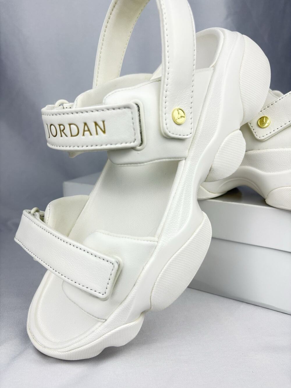 Nike Air Jordan Deja Sandals Womens 12 Platform Hook Loop Sail Gold FN5036-100